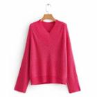 V-neck Sweater Rose Pink - One Size
