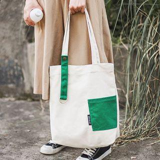 Color Block Canvas Shopper Bag