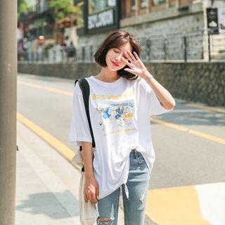 Illustration Distressed Cotton T-shirt