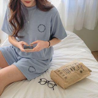 Set: Letter Terry Cropped T-shirt + Shorts
