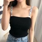 Lettering Strap Knitted Camisole Top