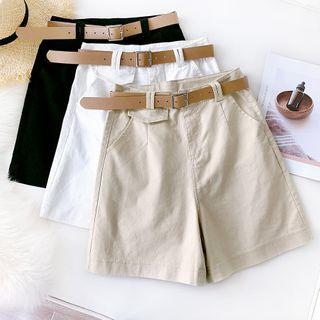 Plain High-waist Wide Leg Shorts