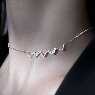 925 Sterling Silver Rhinestone Zigzag Choker As Shown In Figure - One Size