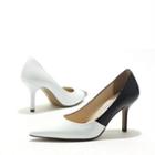 Genuine Leather Two Tone Pumps