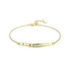 925 Sterling Silver Plated Gold Simple Bar Bracelet With Austrian Element Crystal Golden - One Size
