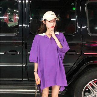 Plain V-neck Long T-shirt