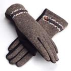 Plaid Trim Wool Panel Gloves
