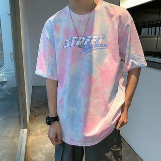 Short-sleeve Tie-dyed Lettering T-shirt