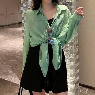 Set: Loose-fit Long-sleeve Shirt + Sleeveless Dress