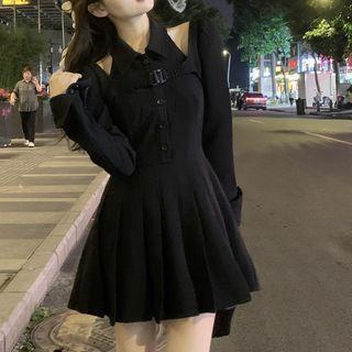 Polo Collar Halter-neck A-line Dress / Cropped Cardigan (various Designs)