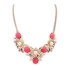 Faux Pearl Rhinestone Statement Necklace