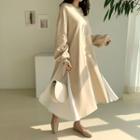 Contrast-panel Oversized Long Flare Dress