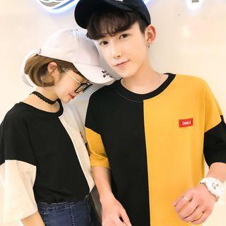 Couple Matching Short Sleeve Color-block Tee