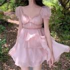 Layered Mini A-line Dress Pink - One Size