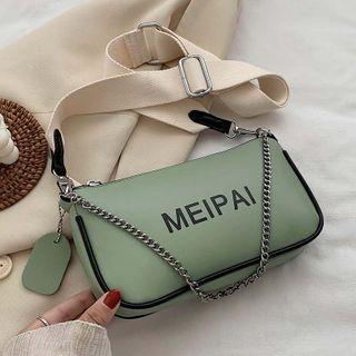 Chain Lettering Zip Crossbody Bag
