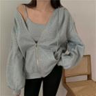 Set: Hooded Loose-fit Jacket + Camisole