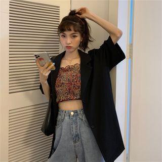 Short-sleeve Blazer / Spaghetti Strap Top