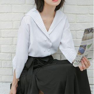 Sailor Collar Pinstriped Blouse