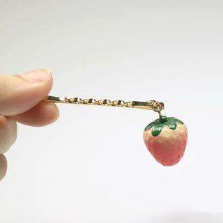 Strawberry Hair Pin Strawberry - Pink & Gold - One Size