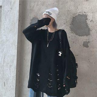Ripped Sweater Black - One Size
