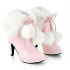 High-heel Furry Trim Ankle Boots