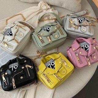 Biker Jacket Shape Faux-leather Cross Bag