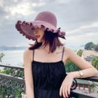 Ruffle Trim Knit Sun Hat