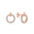 Simple And Fashion Plated Rose Gold Geometric Hollow Round Earrings With Cubic Zircon Rose Gold - One Size