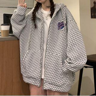 Checkerboard Zip-up Hoodie