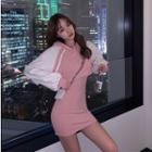 Two-tone Cropped Hoodie / Mini Sheath Tank Dress