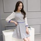Piped Gingham Panel Dress