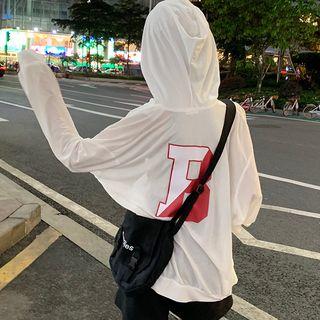 Number Print Hooded Light Jacket