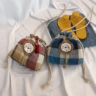 Checked Drawstring Pouch