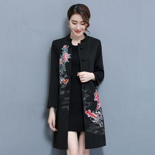 Frog-buttoned Embroidered Coat