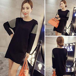 Long-sleeve Color Block T-shirt Dress