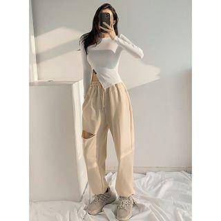 Cutout-knee Drawstring-hem Loose-fit Sweatpants In 6 Colors