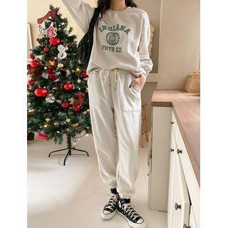 Plus Size Set: Printed Sweatshirt + Jogger Pants