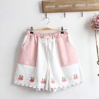 Strawberry Embroidered Shorts