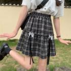 High-waist Accordion Pleat Plaid Skirt