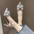 Faux Pearl Bow Stiletto Heel Sandals