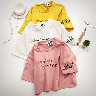 Short-sleeve Cropped Embroidery T-shirt