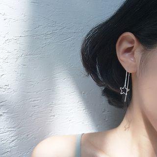 Sterling Silver Single Cutout Star Threader Earring