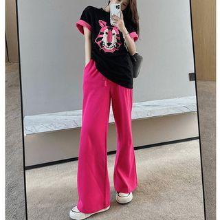 Details Tiger-print Loose Top / Wide-leg Pants