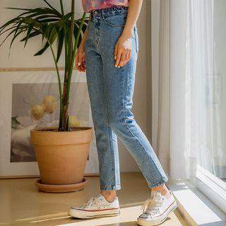 Distressed Pocket Straight-cut Jeans