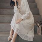 Long-sleeve Lace Midi A-line Dress (various Designs)