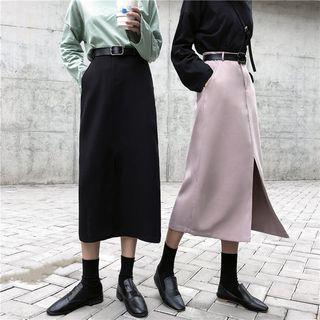 Slit Midi A-line Skirt