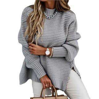 Slit-side Chunky Knit Sweater