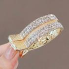 Rhinestone Hair Claw Ly2671 - Gold & White - One Size
