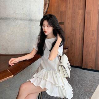 Ruffle Hem Short-sleeve Mini Dress