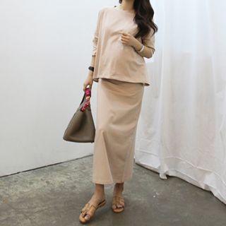 Set: Oversized T-shirt + H-line Long Skirt